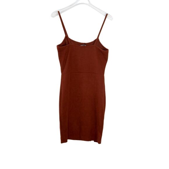 Zaful Brown Front Slit Spaghetti Strap Mini Dress Bodycon Sexy Small - Picture 4 of 7